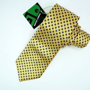 Yellow Silk Necktie Funky Lizard Dotted Pattern